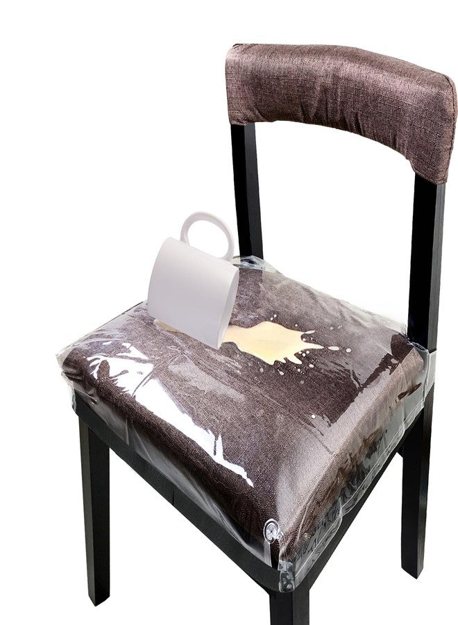 RoleDes 4 Pack Large Plastic Chair Covers for Dining Room, Clear Chair Seat Protectors with Adjustable Belt Strap Fits 18” - 22” Seats, Waterproof & Scratch Resistant Heavy Duty PVC Dining Chair Covers - Image 1